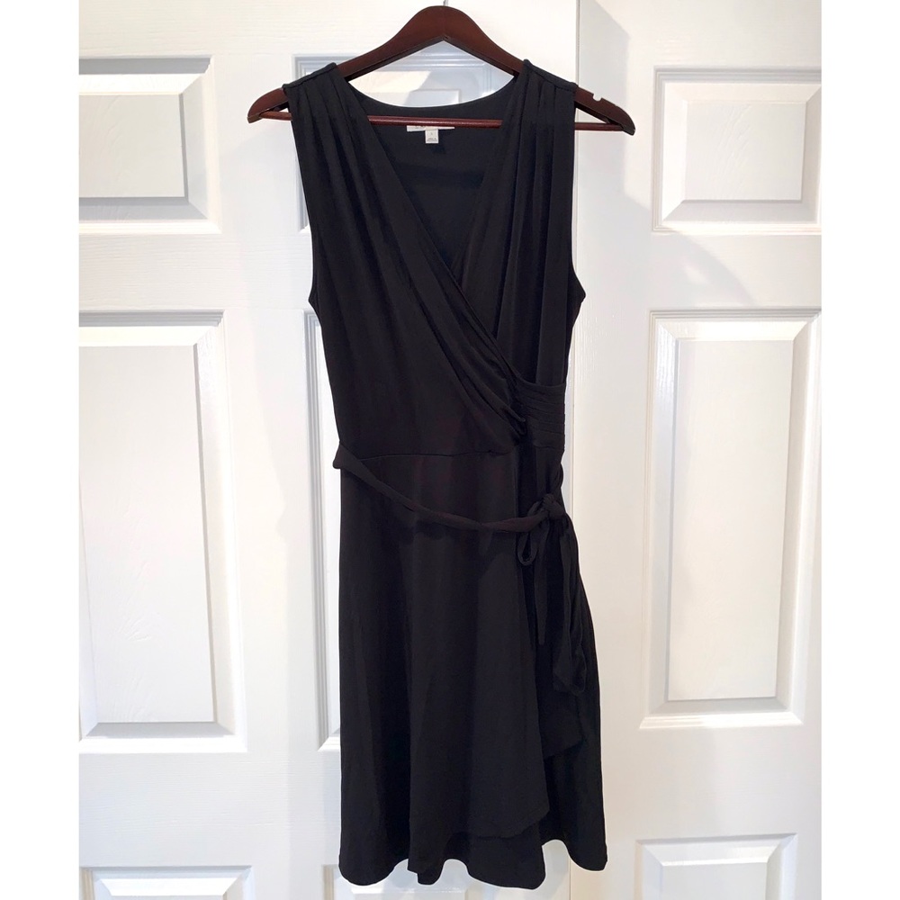 Black Sleeveless Wrap Dress